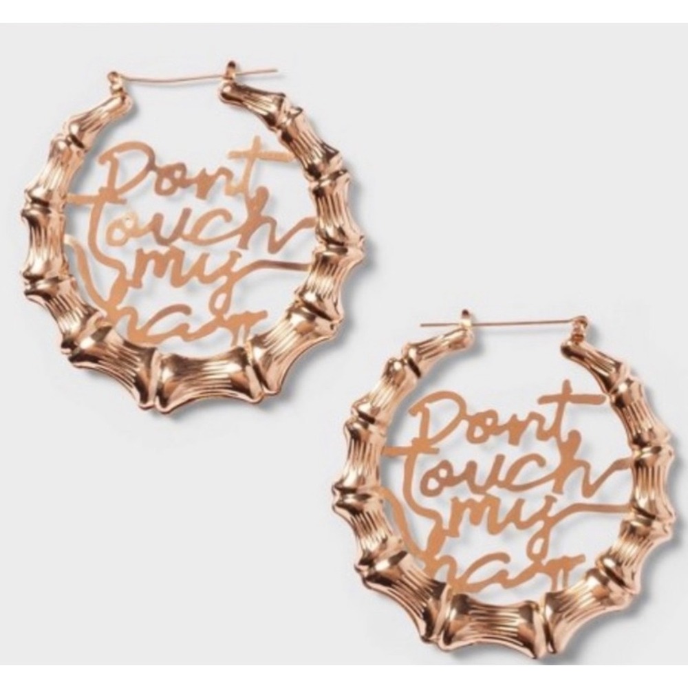 Legendary Rootz Don't Touch My Hair Gold Bamboo Hoop Earrings 2.5 Inch